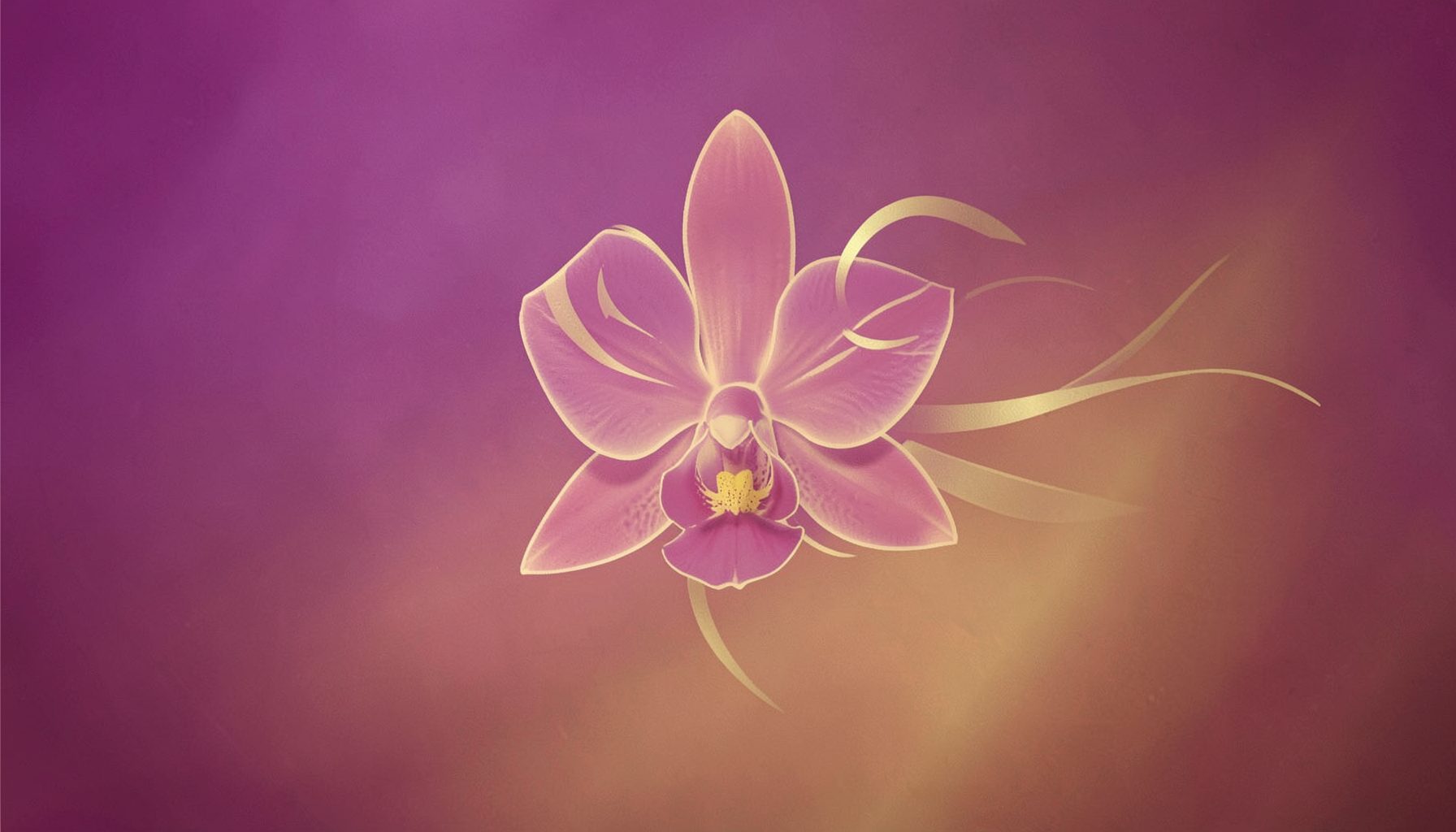 Warm purple and gold gradient with a stylized orchid motif, suggesting premium Asian hospitality